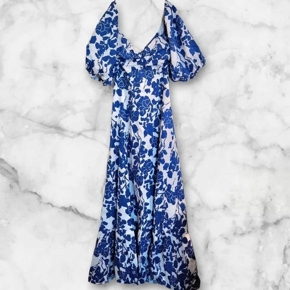 Hyacinth House Blue Floral Seaport Midi Dress